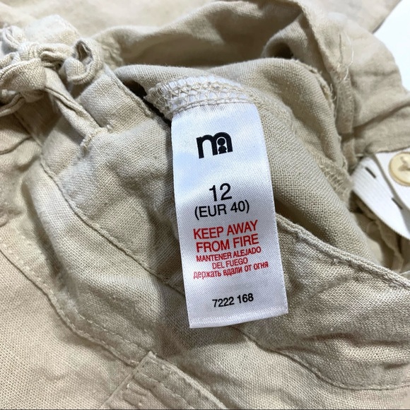 EUC Mothercare Beige Linen Adjustable Waist Cropped Pedal Pants Size 12 - Picture 4 of 11